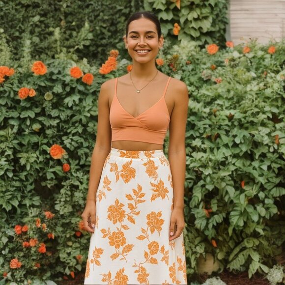 For Love & Lemons Seamless Bralette Top Cropped Bra Spaghetti Adjustable Strap - Picture 1 of 10